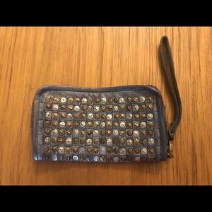 Platania blue leather studded wallet